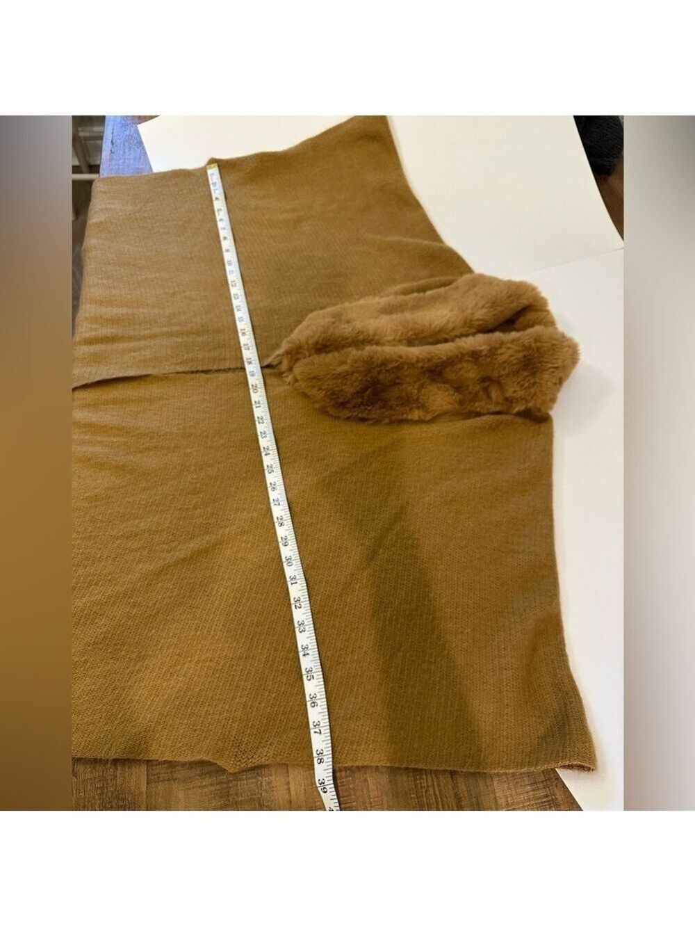 Vince Camuto Faux Fur Collar Camel color Cape/Poncho, 5” Fringe on Lower Hem - Picture 14 of 16